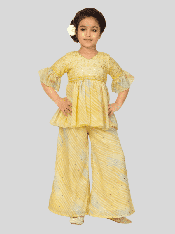 Girls Traditional 3/4th Sleeves Chuddidar Sets - Yellow
