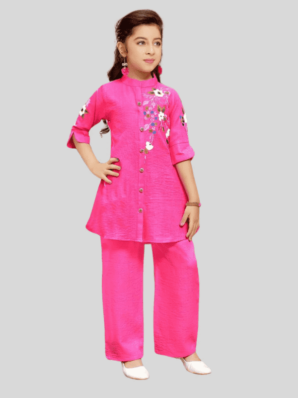 Girls Traditional 3/4th Sleeves Plazo Set - Pink