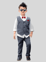 Boys Casual Party Full Sleeves Pant Set 3pcs Set - Blue