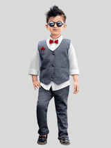 Boys Casual Party Full Sleeves Pant Set 3pcs Set - Blue