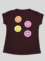 Girls Leisure Half Sleeves Plain Round Neck Top - Purple