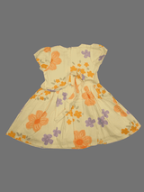 Girls Casual Printed Cotton Frocks - Cream