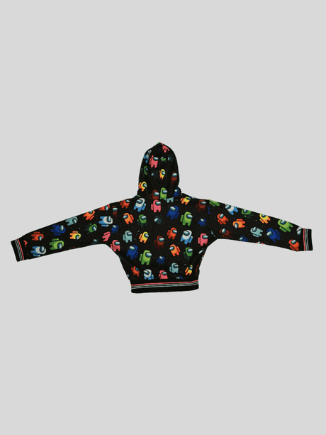 Girls Leisure Full Sleeves Printed Hoodie Top - Black