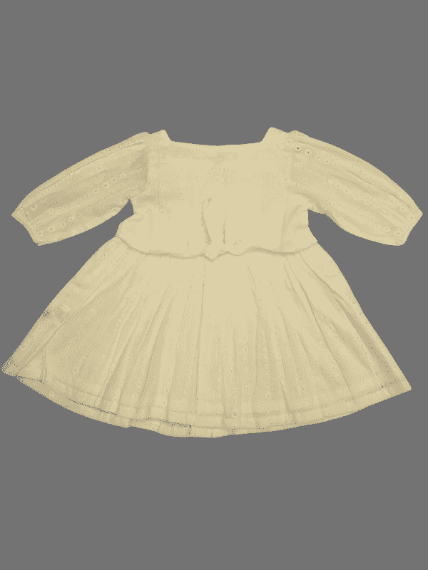 Girls Casual Plain Cotton Frocks - Off White