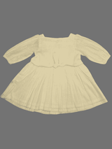 Girls Casual Plain Cotton Frocks - Off White