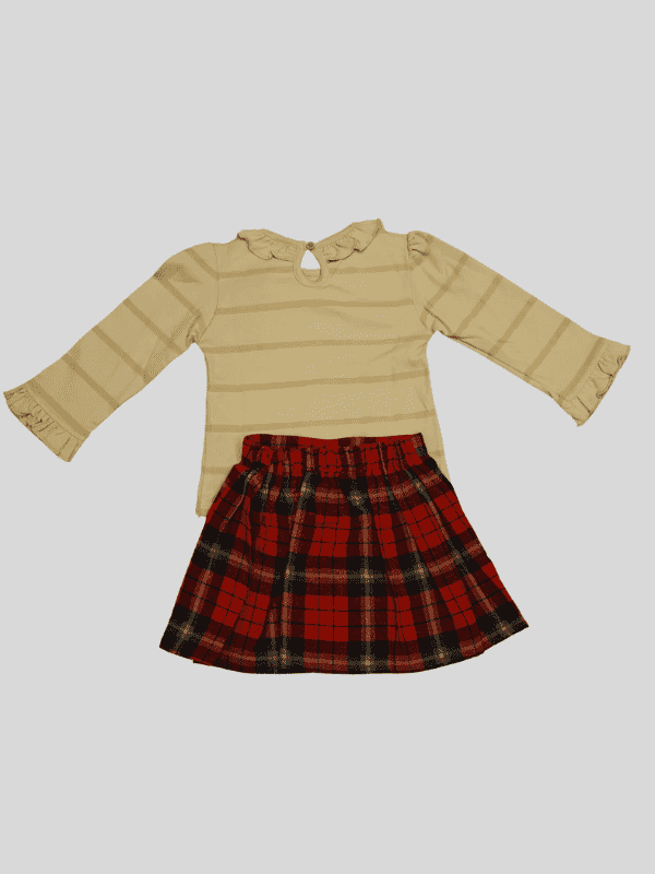 Girls Casual Printed Fancy Frocks - Cream