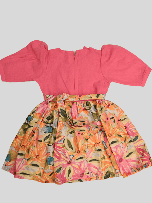 Girls Casual Printed Cotton Frocks - Pink