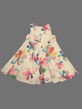 Girls Casual Printed Fancy Frocks - White