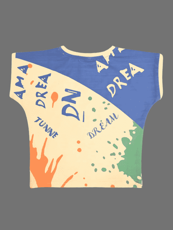 Girls Casual Half Sleeves Printed Crop Top - Blue