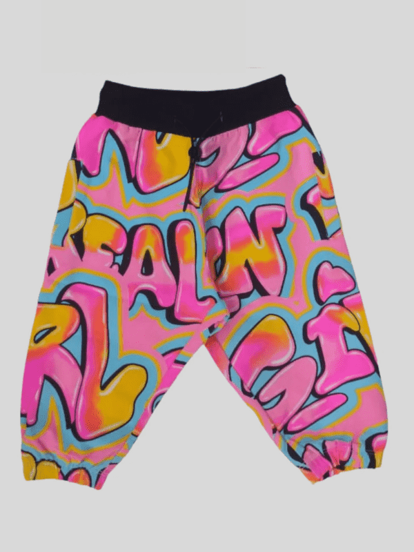 Girls Casual Printed Half Sleeves Track Pant Set - Pink