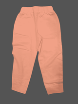 Girls Leisure Plain Rib Waist Track Pant With Rib  - Pink