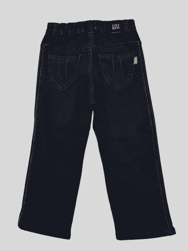 Girls Casual Plain Jeans Pant Half Elastic - Navy Blue