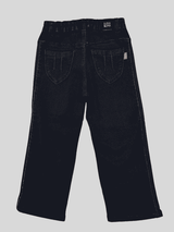 Girls Casual Plain Jeans Pant Half Elastic - Navy Blue