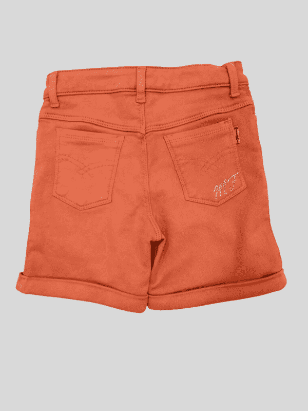 Girls Casual Plain Jeans Shorts Fixed Waist - Tomato