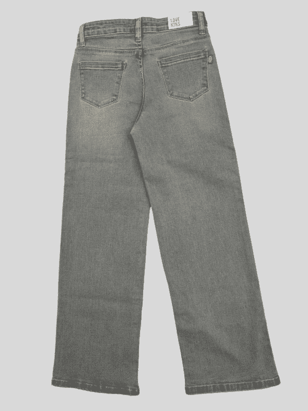 Girls Casual Plain Jeans Pant Fixed Waist - Grey