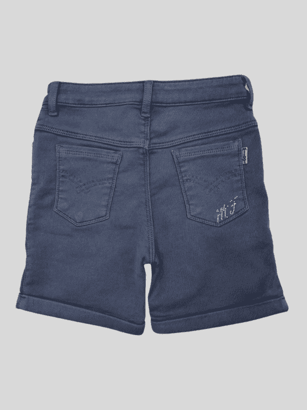 Girls Casual Plain Jeans Shorts Fixed Waist - L.Blue