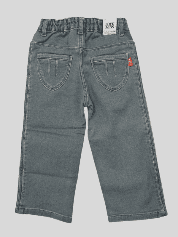 Girls Casual Plain Jeans Pant Half Elastic - Sky Blue