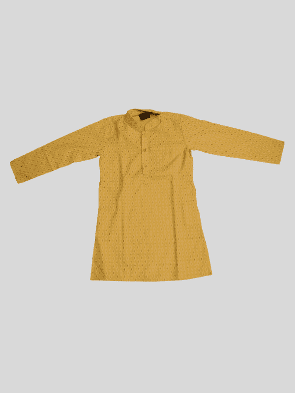 Boys Traditional With Work Chudidar Kurta Set - Yellow