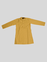Boys Traditional With Work Chudidar Kurta Set - Yellow