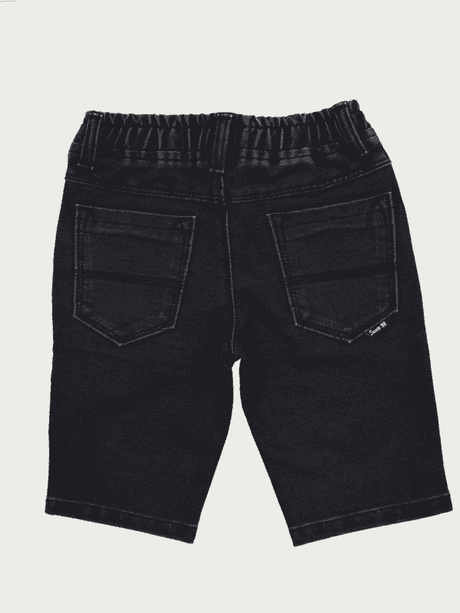 Boys Casual Plain Jeans Shorts Full Elastic - Blue
