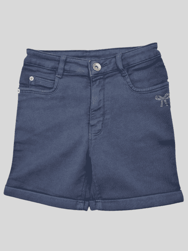 Girls Casual Plain Jeans Shorts Fixed Waist - L.Blue