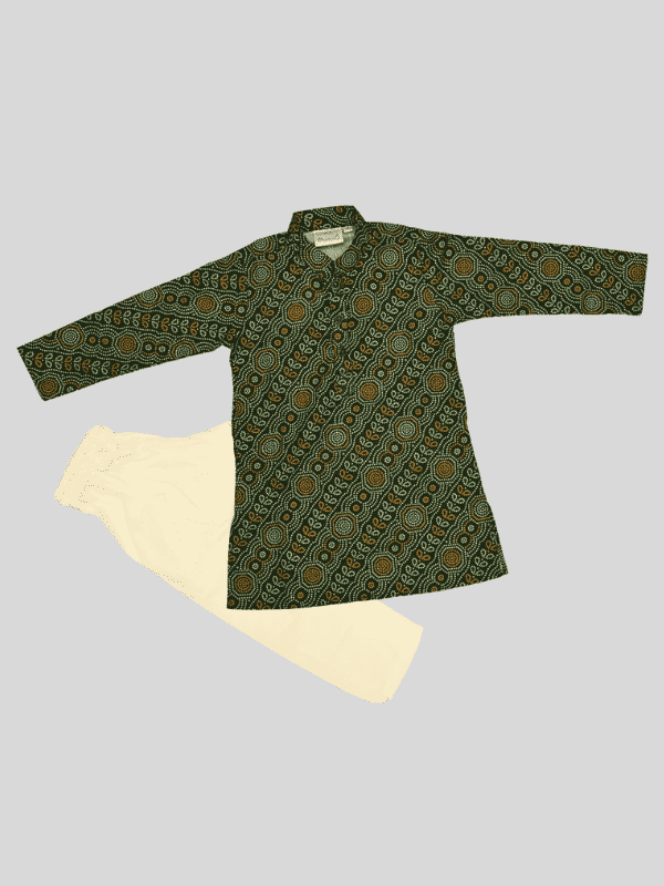Boys Traditional With Work Chudidar Kurta Set - Green