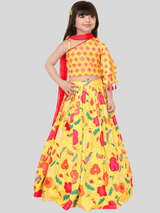 Girls Traditional Sleeves Less Long Choli - Yellow