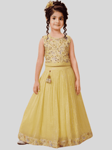 Girls Traditional Sleeves Less Long Choli - Yellow