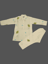 Boys Traditional With Work Dhoti Kurta Set - White