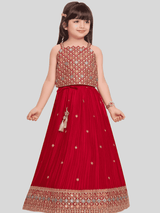 Girls Traditional Sleeves Less Long Choli - Pink