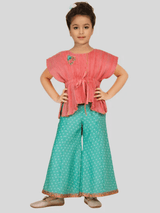 Girls Traditional Sleeves Less Plazo Set - Pink