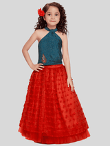 Girls Traditional Sleeves Less Long Choli - Blue