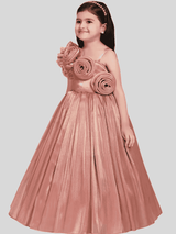 Girls Party Heavy Western Gown with work - Brown