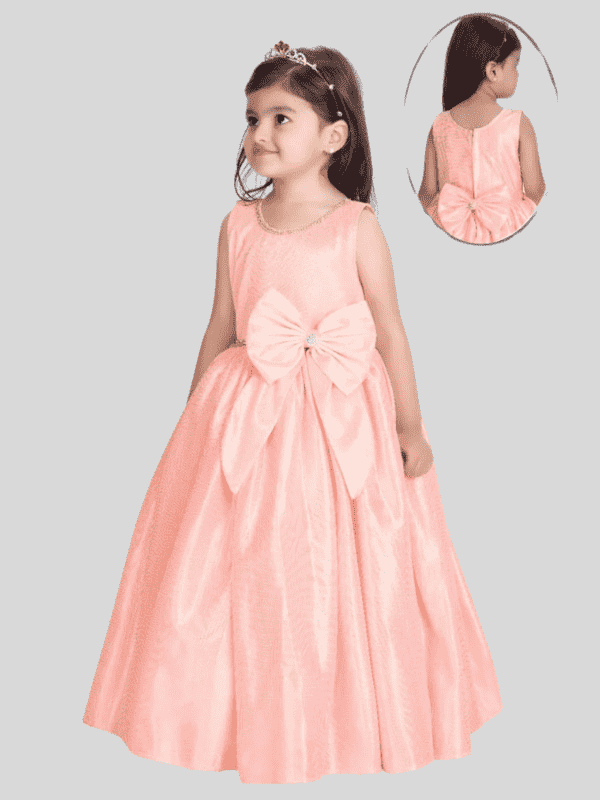 Girls Party Heavy Western Gown with work - Peach