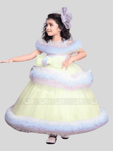 Girls Party Heavy Western Gown With Work- Yellow