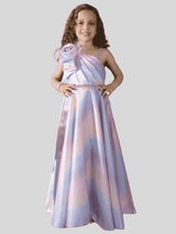 Girls Party Satin Western Gown With Work - Purple