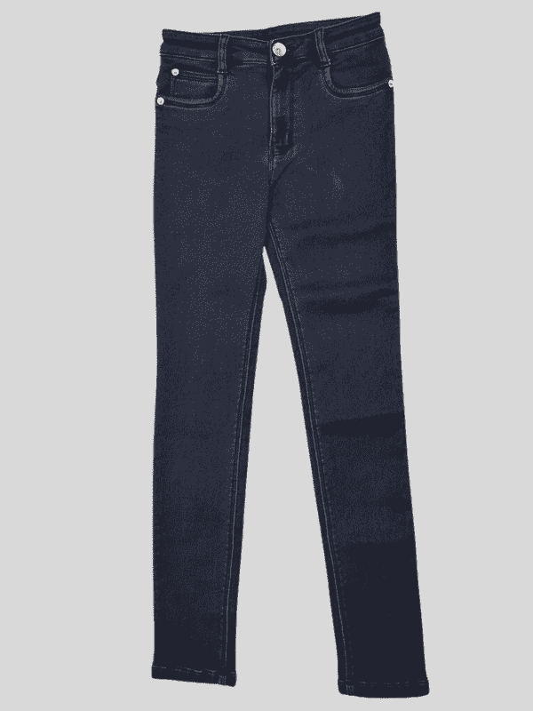 Girls Casual Plain Jeans Pant Fixed Waist - Dark Blue