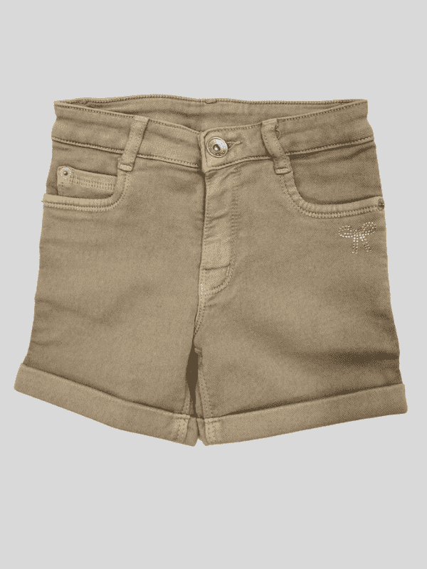 Girls Casual Plain Jeans Shorts Fixed Waist - Grey