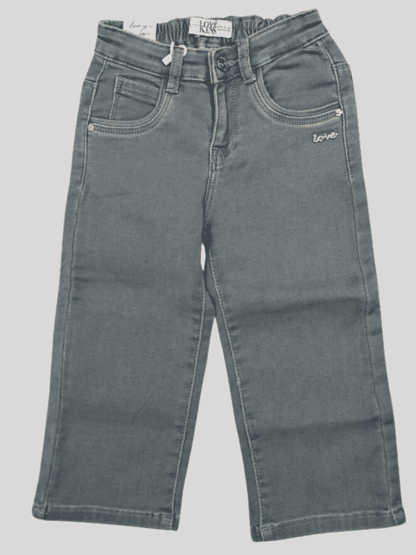 Girls Casual Plain Jeans Pant Half Elastic - Sky Blue