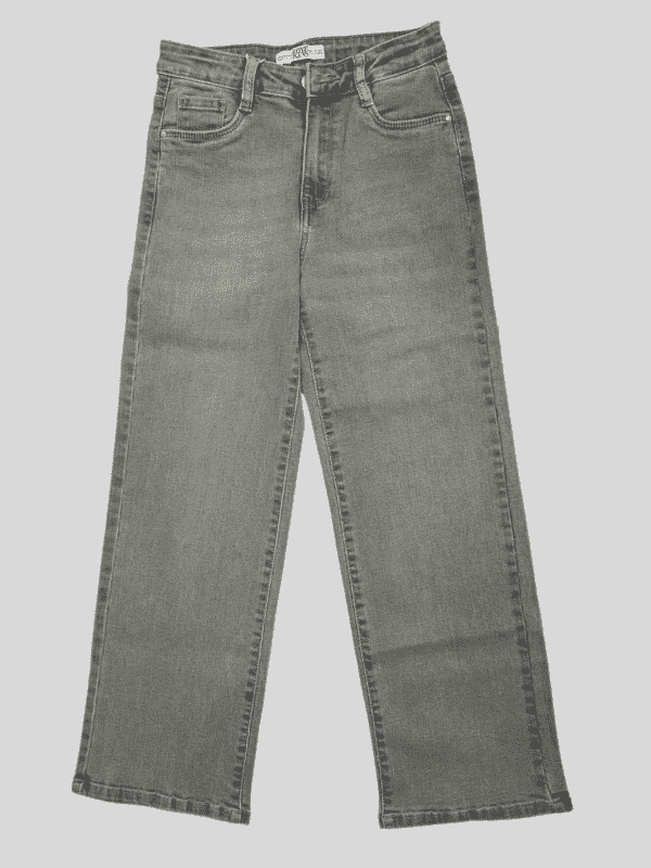 Girls Casual Plain Jeans Pant Fixed Waist - Grey