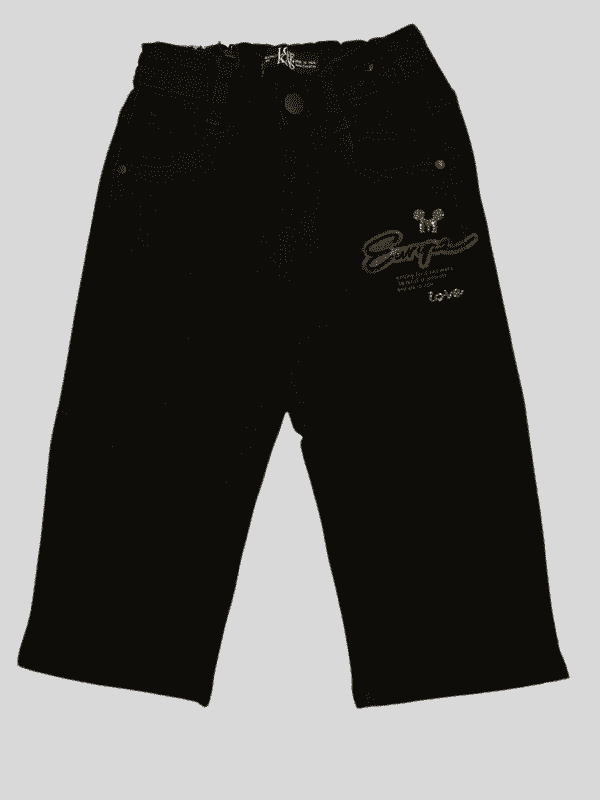 Girls Casual Plain Jeans Pant Half Elastic - Black