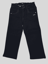 Girls Casual Plain Jeans Pant Half Elastic - Navy Blue