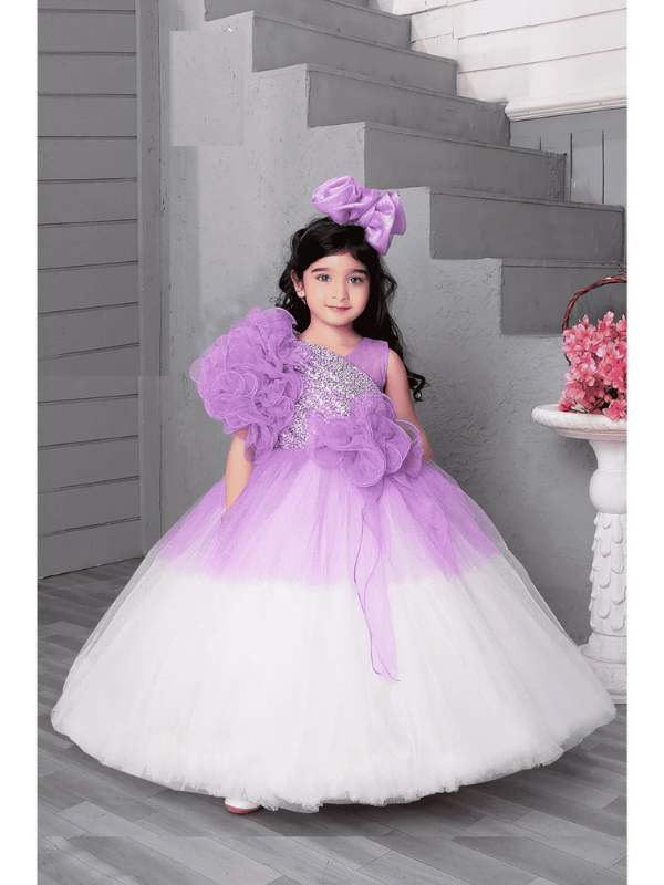 Girls Party Heavy Western Gown With Work - Pink