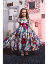 Girls Party Plain Satin 3/4th Sleeves Western Gown - Rani