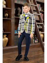 Boys Party 5 Piece Suit With Bow-Grey