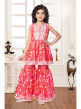 Girls Traditional Sleeves Less Sharara Set - Rani
