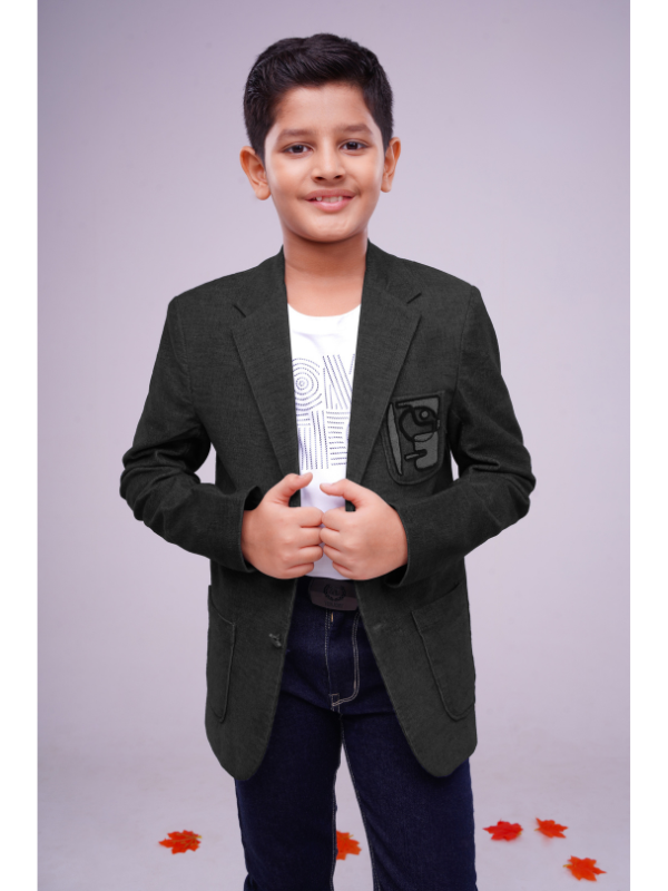 Boys Party Blazer With T-Shirt -Black