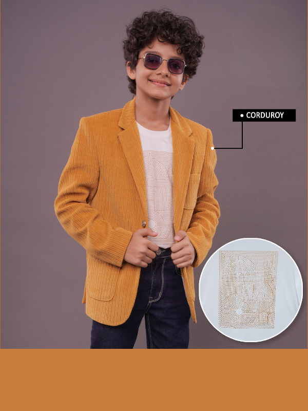 Boys Party Blazer With T-Shirt -Yellow