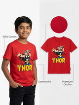 Boys Red Thor Graphic Print Cotton T-Shirt