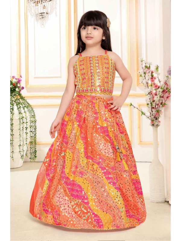 Girls Traditional Sleeves Less Long Choli - Yellow
